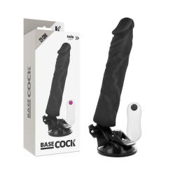 BASECOCK - VIBRADOR REALÍSTICO CONTROL REMOTO NEGRO 21 CM -O- 4 CM BASECOCK