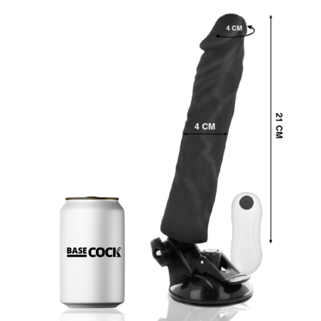 BASECOCK - VIBRADOR REALÍSTICO CONTROL REMOTO NEGRO 21 CM -O- 4 CM BASECOCK