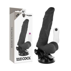 BASECOCK - VIBRADOR REALÍSTICO ARTICULABLE CONTROL REMOTO NEGRO 21 CM -O- 5 CM BASECOCK