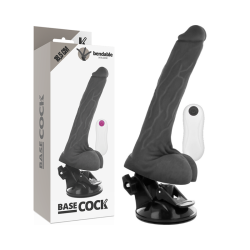 BASECOCK - VIBRADOR REALÍSTICO ARTICULABLE CONTROL REMOTO NEGRO 18.5 CM -O- 4 CM BASECOCK