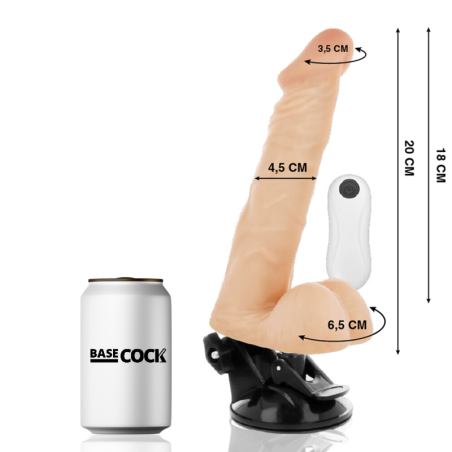 BASECOCK - VIBRADOR REALÍSTICO ARTICULABLE CONTROL REMOTO NATURAL 20 CM -O- 4.5 CM BASECOCK
