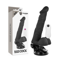 BASECOCK - VIBRADOR REALÍSTICO ARTICULABLE CONTROL REMOTO NEGRO 20 CM -O- 4.5 CM BASECOCK