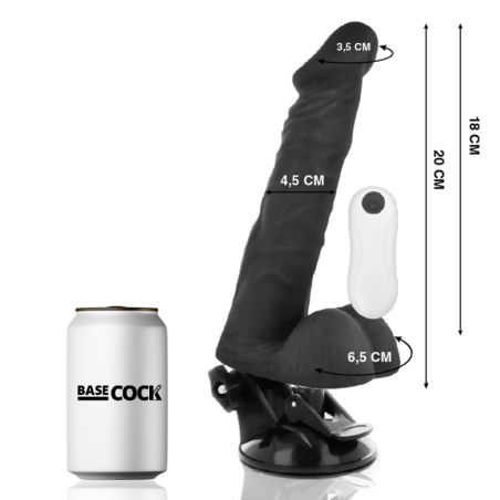 BASECOCK - VIBRADOR REALÍSTICO ARTICULABLE CONTROL REMOTO NEGRO 20 CM -O- 4.5 CM BASECOCK