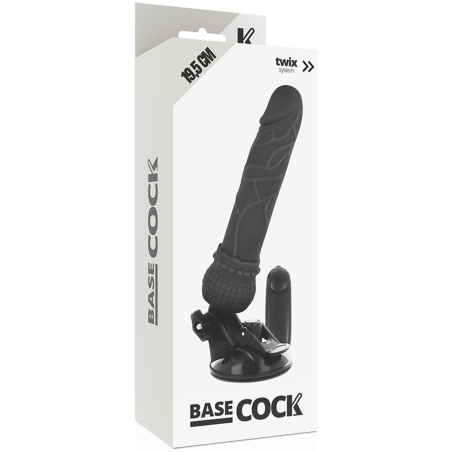 BASECOCK - VIBRADOR REALÍSTICO CONTROL REMOTO NEGRO 19.5 CM -O- 4 CM BASECOCK