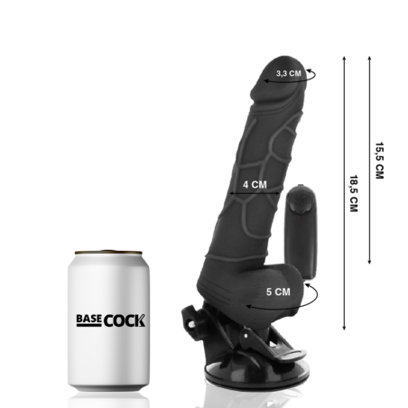 BASECOCK - VIBRADOR REALÍSTICO CONTROL REMOTO NEGRO 18.5 CM -O- 4CM BASECOCK