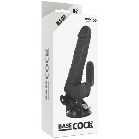 BASECOCK - VIBRADOR REALÍSTICO CONTROL REMOTO NEGRO 18.5 CM -O- 4CM BASECOCK