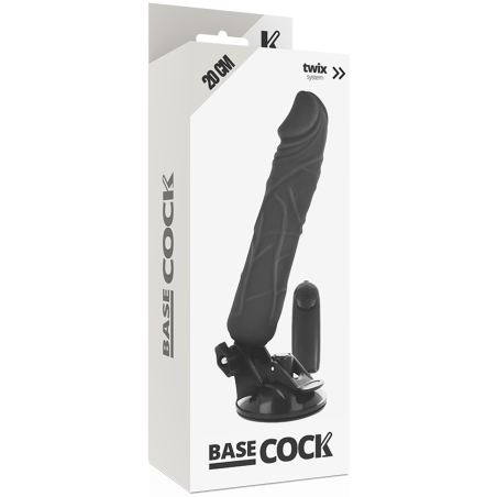BASECOCK - VIBRADOR REALÍSTICO CONTROL REMOTO NEGRO 20 CM -O- 4 CM BASECOCK
