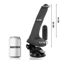 BASECOCK - VIBRADOR REALÍSTICO CONTROL REMOTO NEGRO CON TESTÍCULOS 20 CM -O- 4 CM BASECOCK 2