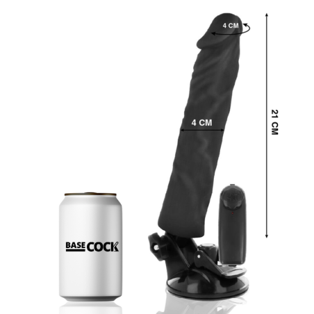BASECOCK - VIBRADOR REALÍSTICO CONTROL REMOTO NEGRO 21 CM -O- 4 CM BASECOCK