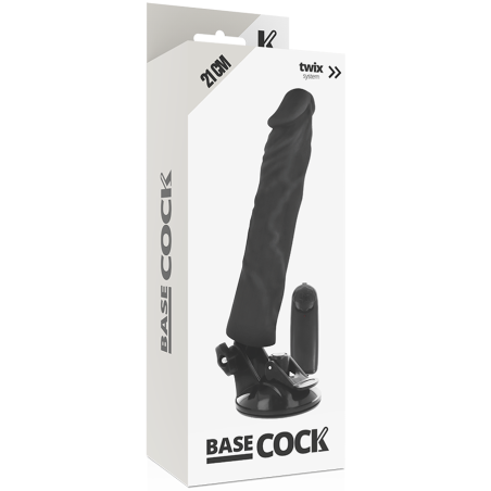 BASECOCK - VIBRADOR REALÍSTICO CONTROL REMOTO NEGRO 21 CM -O- 4 CM BASECOCK