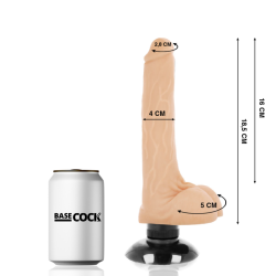 BASECOCK - VIBRADOR REALÍSTICO 2-1 NATURAL 18.5 CM -O- 4 CM BASECOCK 2