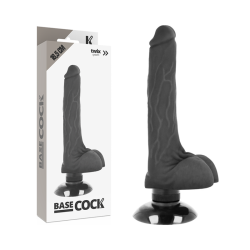 BASECOCK - VIBRADOR REALÍSTICO 2-1 NEGRO 18.5 CM -O- 4 CM BASECOCK