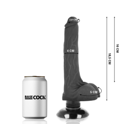 BASECOCK - VIBRADOR REALÍSTICO 2-1 NEGRO 18.5 CM -O- 4 CM BASECOCK 2