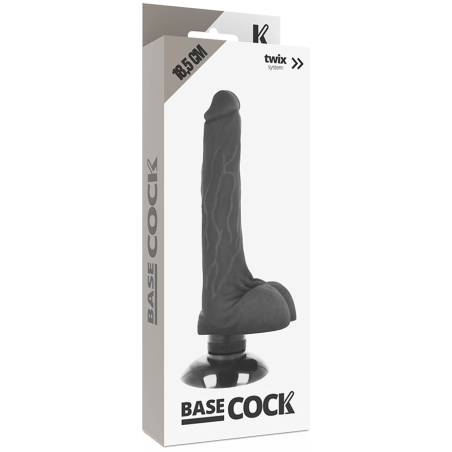 BASECOCK - VIBRADOR REALÍSTICO 2-1 NEGRO 18.5 CM -O- 4 CM BASECOCK