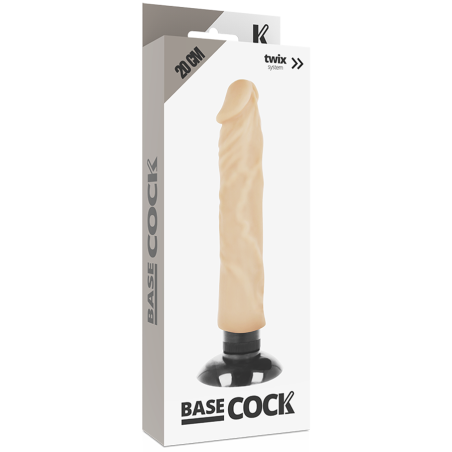 BASECOCK - VIBRADOR REALÍSTICO 2-1 NATURAL 20 CM -O- 4 CM BASECOCK
