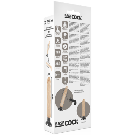 BASECOCK - VIBRADOR REALÍSTICO 2-1 NATURAL 20 CM -O- 4 CM BASECOCK