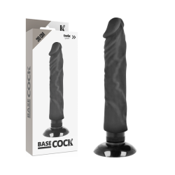 BASECOCK - VIBRADOR REALÍSTICO 2-1 NATURAL NEGRO 20 CM -O- 4 CM BASECOCK