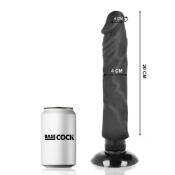 BASECOCK - VIBRADOR REALÍSTICO 2-1 NATURAL NEGRO 20 CM -O- 4 CM BASECOCK 2