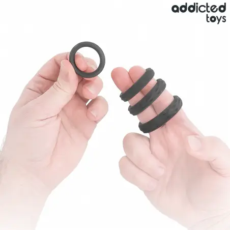 Set Anillos Pene Texturizados 4 Tamaños | Addicted Toys