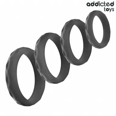 Set Anillos Pene Texturizados 4 Tamaños | Addicted Toys