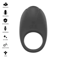 INTENSE - MERLOTTE ANILLO VIBRADOR CON ESTIMULACIÓN DE CLÍTORIS NEGRO 2
