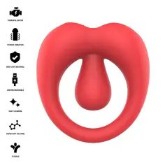 INTENSE - RUSSELL ANILLO VIBRADOR CON ESTIMULACIÓN DE CLÍTORIS ROJO 2