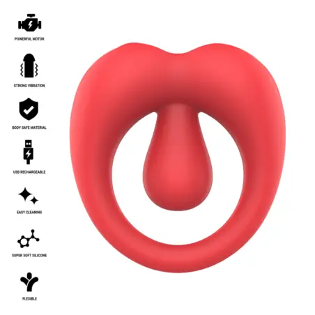 INTENSE - RUSSELL ANILLO VIBRADOR CON ESTIMULACIÓN DE CLÍTORIS ROJO