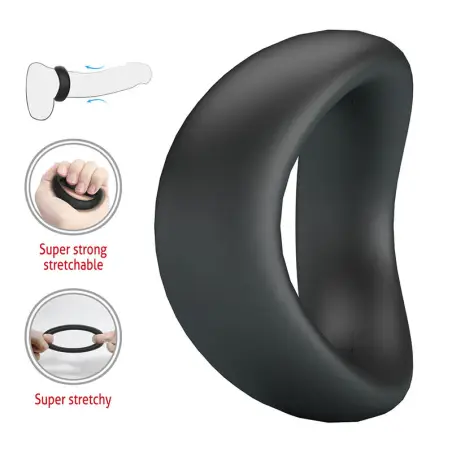 Valen Anillo para Pene Ergonómico Silicona Negro