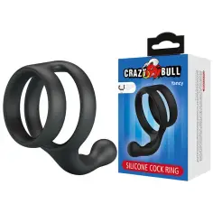 CRAZY BULL - YANCY ANILLO DOBLE PARA PENE Y TESTÍCULOS SILICONA NEGRO 2