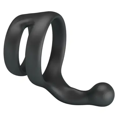 Yancy Anillo Doble para Pene y Testículos Silicona Negro