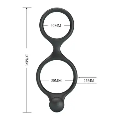 Florian Anillo Doble para Pene y Testículos Silicona Negro
