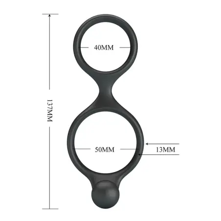 Florian Anillo Doble para Pene y Testículos Silicona Negro