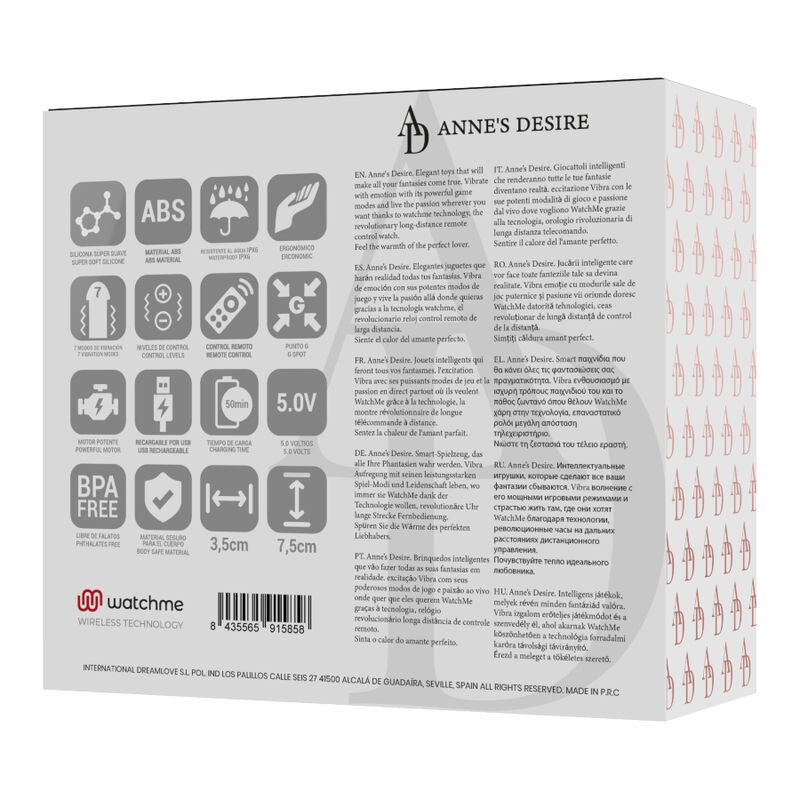 ANNE'S DESIRE - HUEVO CONTROL REMOTO TECNOLOGÍA WATCHME NEGRO 