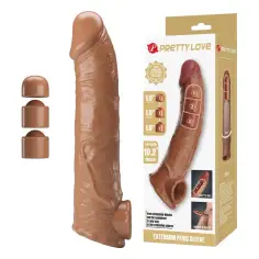 PRETTY LOVE - FUNDA EXTENSORA PARA PENE AJUSTABLE 26 CM Ø 4 CM COLOR MARRÓN