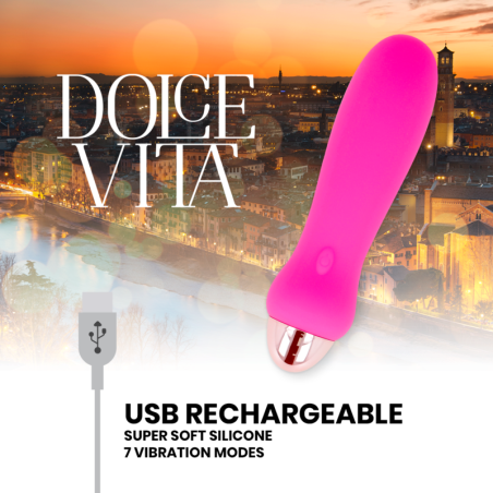 DOLCE VITA - VIBRADOR RECARGABLE FIVE ROSA 7 VELOCIDADES DOLCE VITA