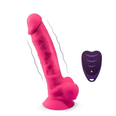 Pene Realístico Modelo 18 Rosa Vibración + Control Remoto