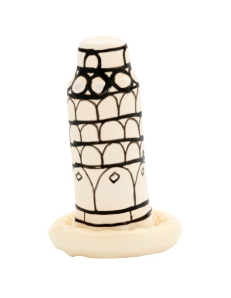 CONDOMERIE - PRESERVATIVO DECORATIVO PINTADO A MANO TORRE DE PISA