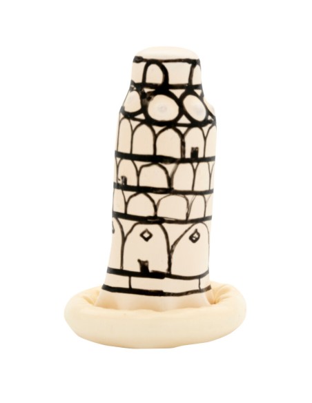 CONDOMERIE - PRESERVATIVO DECORATIVO PINTADO A MANO TORRE DE PISA