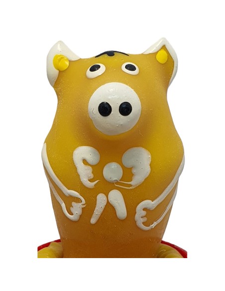CONDOMERIE - PRESERVATIVO DECORATIVO PINTADO A MANO CERDO SENTADO AMARILLO