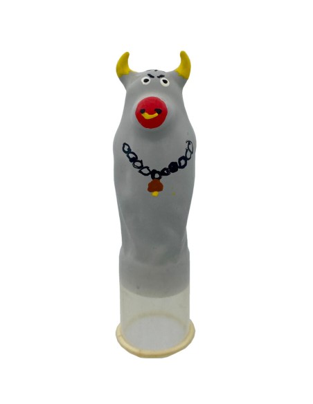 CONDOMERIE - PRESERVATIVO DECORATIVO PINTADO A MANO TORO GRIS MODELO XL