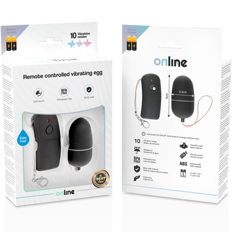 ONLINE - HUEVO VIBRADOR CON MANDO CONTROL REMOTO NEGRO ONLINE