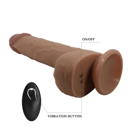 Tommy Vibrador Realístico con Empuje Marrón Oscuro Control