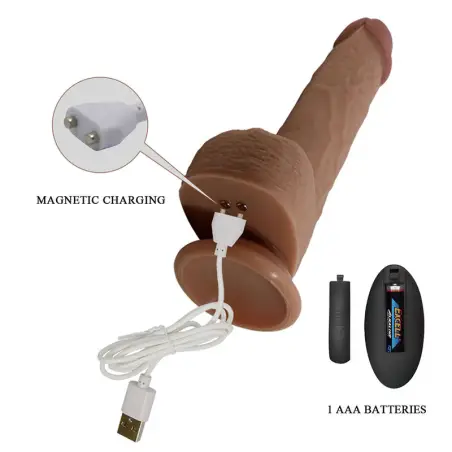 Tommy Vibrador Realístico con Empuje Marrón Oscuro Control