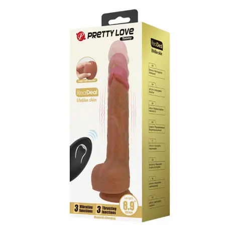 Tommy Vibrador Realístico con Empuje Marrón Oscuro Control
