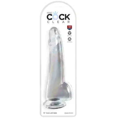 Clear Dildo con Testículos 19 cm Transparente | King Cock