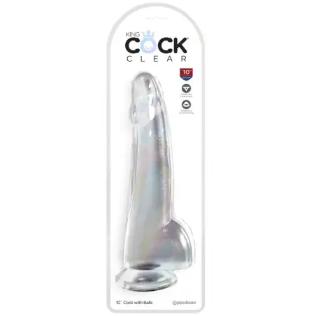 Clear Dildo con Testículos 19 cm Transparente | King Cock
