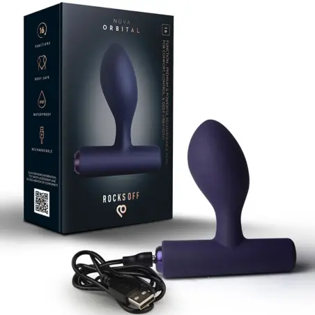 ROCKS-OFF - NOVA ORBITAL PREMIUM PLUG ANAL RECARGABLE 16 FUNCIONES AZUL