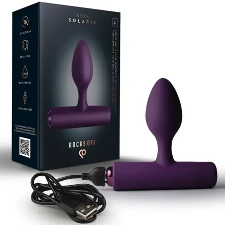ROCKS-OFF - NOVA SOLARIS PLUG ANAL FINO RECARGABLE 16 FUNCIONES VIOLETA