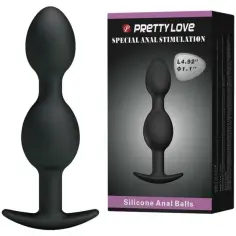 PRETTY LOVE - BOLAS ANALES SILICONA 12.5 CM NEGRO 2