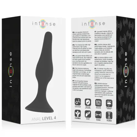Anal Level 4 15.5 cm Negro - Silicona Suave | Intense